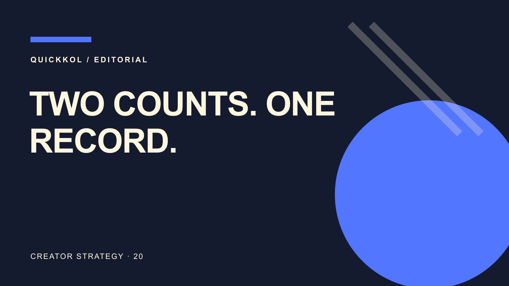 Editorial typography: TWO COUNTS. ONE RECORD.
