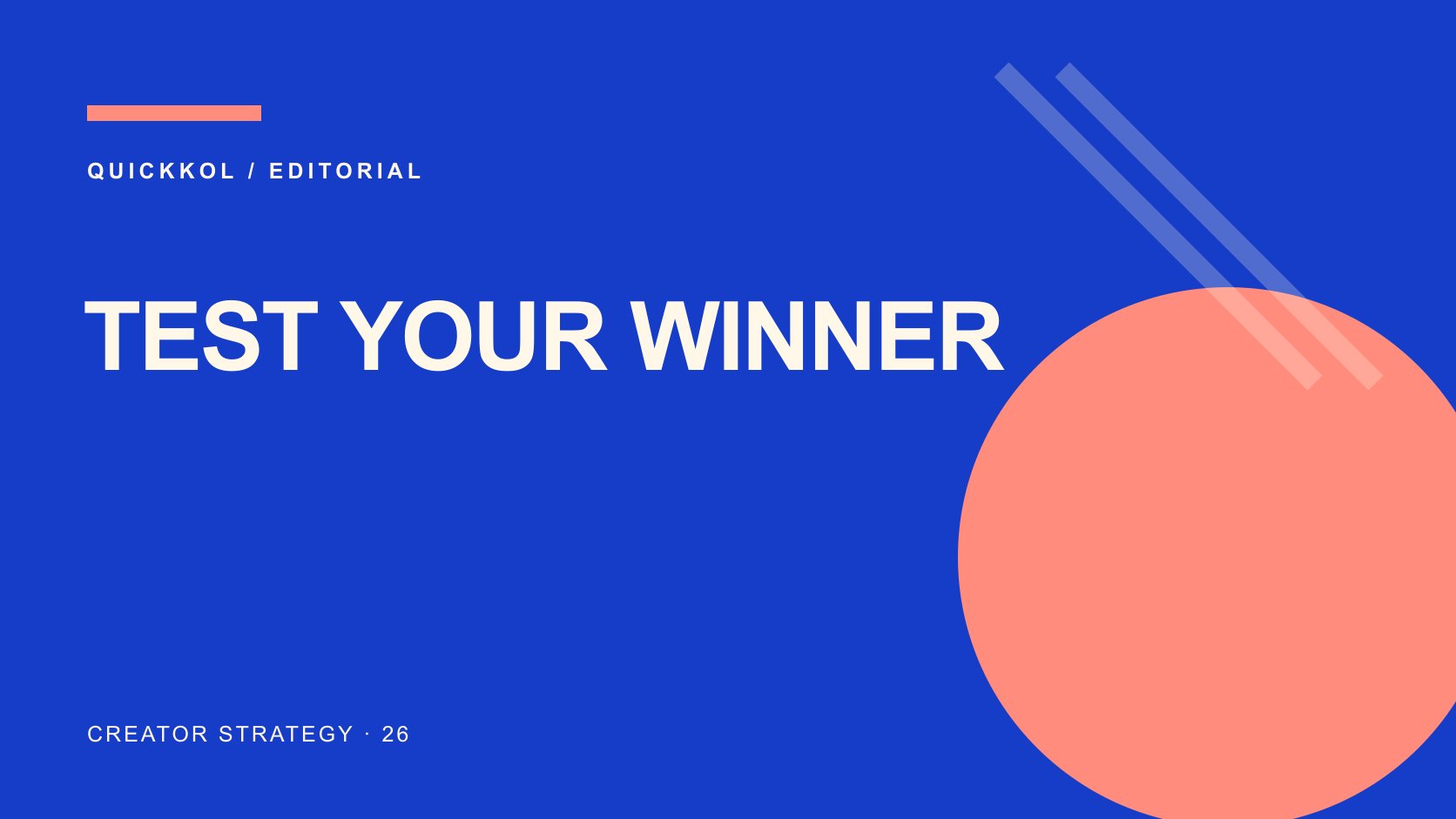 Editorial typography: TEST YOUR WINNER