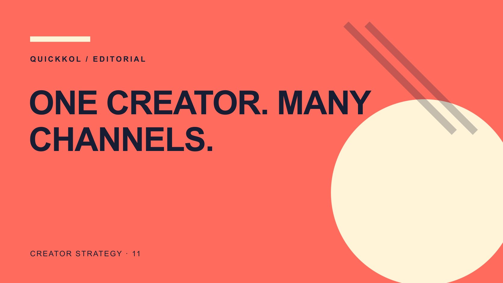 Editorial typography: ONE CREATOR. MANY CHANNELS.