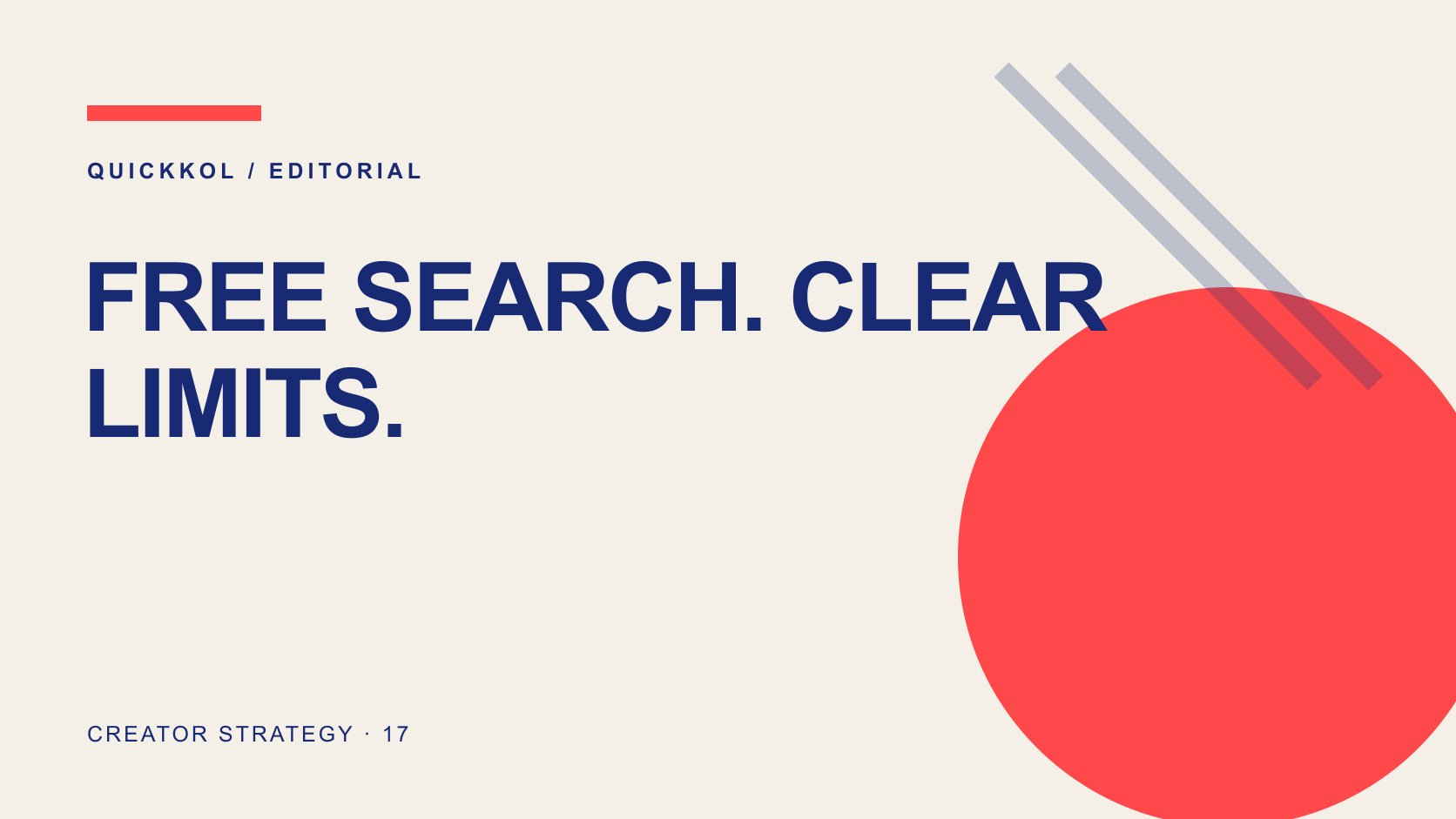 Editorial typography: FREE SEARCH. CLEAR LIMITS.